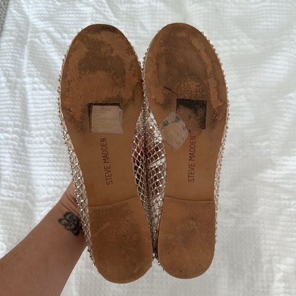 STEVE MADDEN Nude Sparkly Blossoms Ballet Flats with Bow detail Women’s 8.5 - Picture 9 of 11